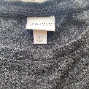 Ava and Viv textured shoulder tie blouse